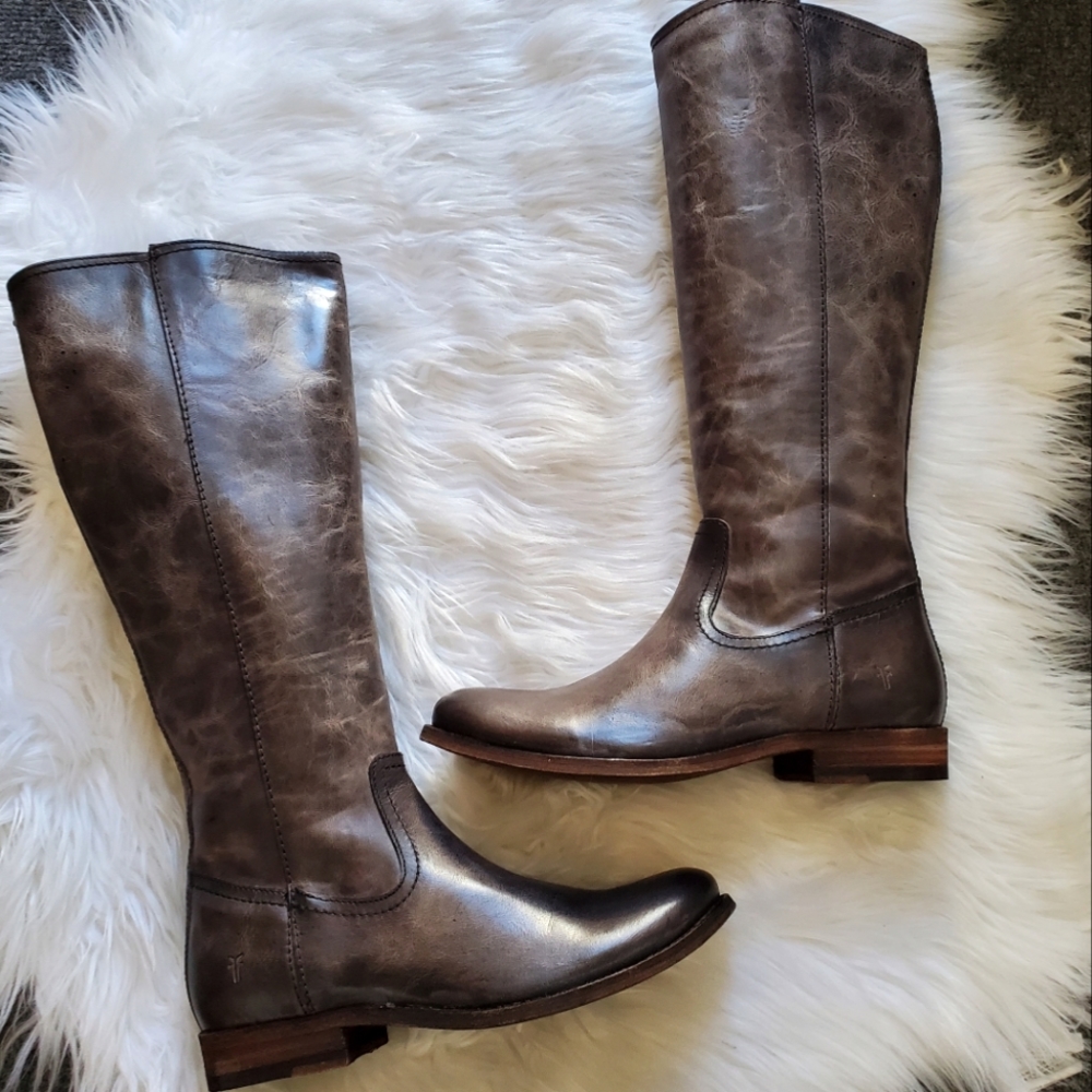 NWOT Frye 'Melissa' Inside Zip Riding Boot, Graphite, Size 5.5